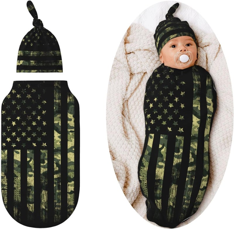 Figtihw Camo Flag Swaddle Blankets Newborn Receiving Blanket Baby Swaddle Wrap Soft Sleeping Sack for Baby Girls Boys - Image 1